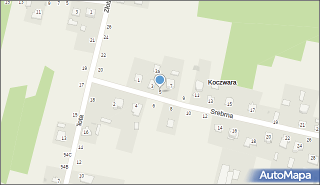 Koczwara, Srebrna, 5, mapa Koczwara