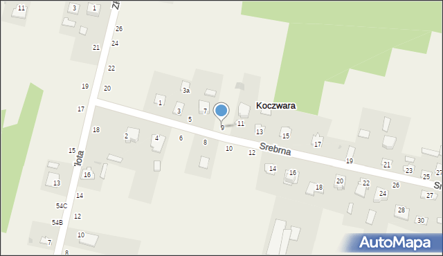 Koczwara, Srebrna, 9, mapa Koczwara