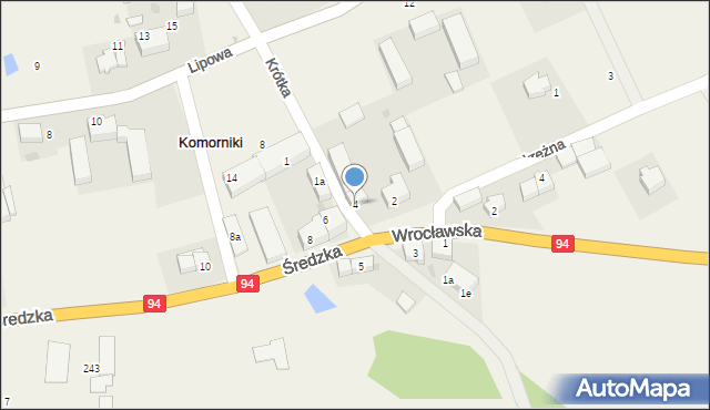 Komorniki, Średzka, 4, mapa Komorniki