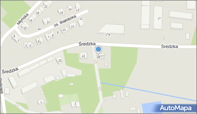 Kórnik, Średzka, 24, mapa Kórnik