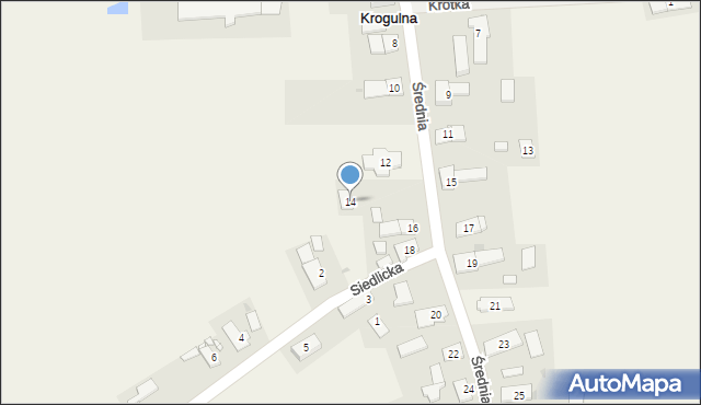 Krogulna, Średnia, 14, mapa Krogulna