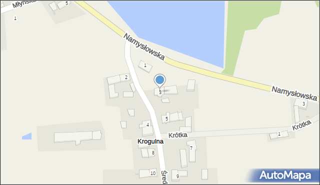 Krogulna, Średnia, 3, mapa Krogulna