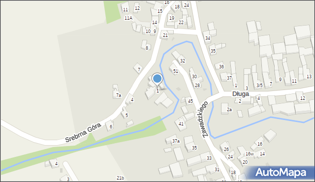 Krzanowice, Srebrna Góra, 1, mapa Krzanowice