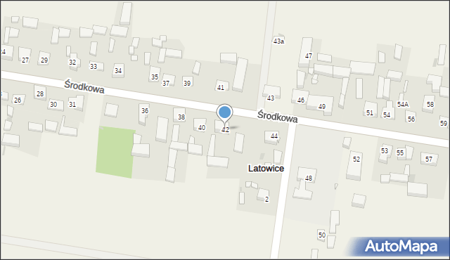 Latowice, Środkowa, 42, mapa Latowice