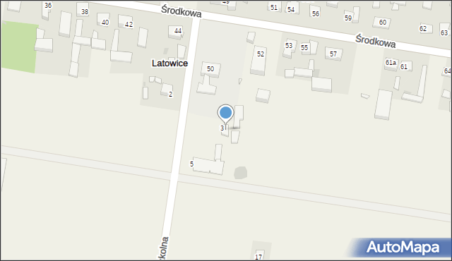 Latowice, Środkowa, 50, mapa Latowice