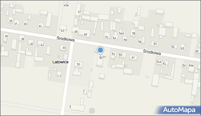 Latowice, Środkowa, 52, mapa Latowice