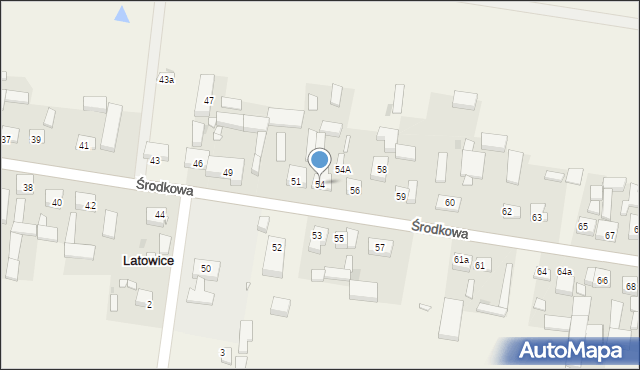 Latowice, Środkowa, 54, mapa Latowice