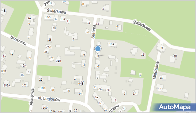 Legionowo, Srebrna, 8, mapa Legionowo