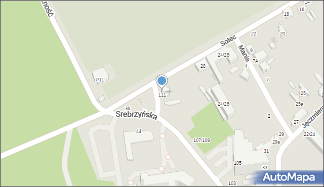 Łódź, Srebrzyńska, 111, mapa Łodzi