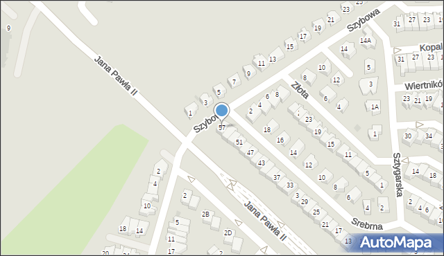 Lubin, Srebrna, 57, mapa Lubin