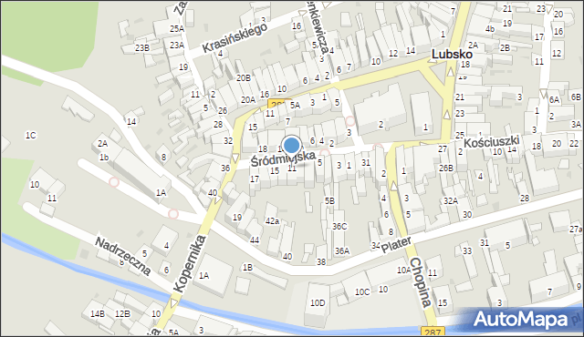 Lubsko, Śródmiejska, 11, mapa Lubsko