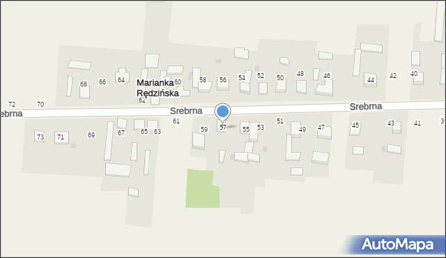 Marianka Rędzińska, Srebrna, 57, mapa Marianka Rędzińska
