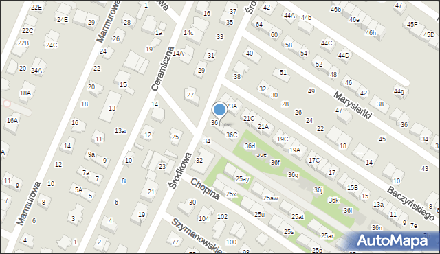 Marki, Środkowa, 36A, mapa Marki