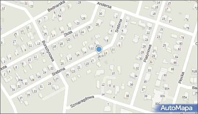 Mława, Srebrna, 15, mapa Mława