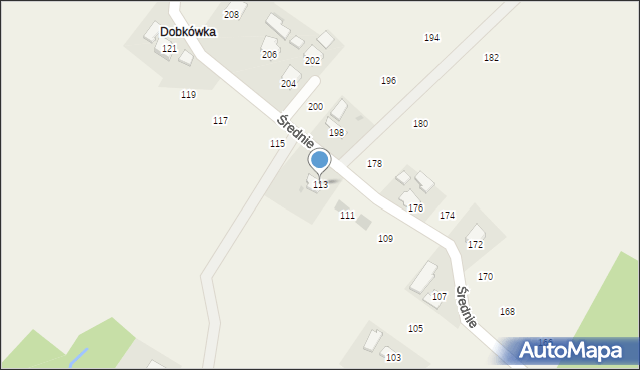 Moszczenica, Średnie, 113, mapa Moszczenica