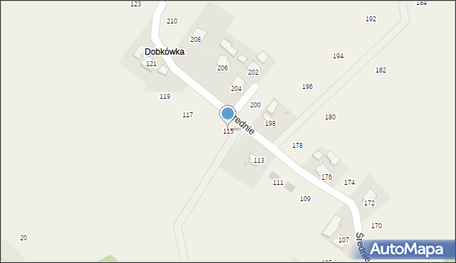 Moszczenica, Średnie, 115, mapa Moszczenica