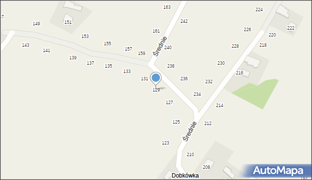 Moszczenica, Średnie, 129, mapa Moszczenica