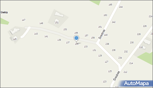 Moszczenica, Średnie, 135, mapa Moszczenica