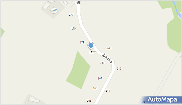 Moszczenica, Średnie, 171, mapa Moszczenica