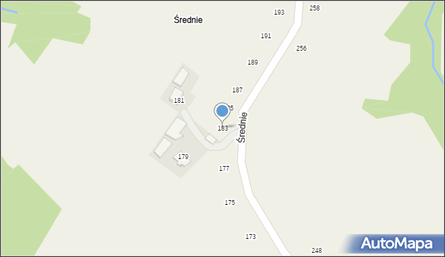 Moszczenica, Średnie, 183, mapa Moszczenica