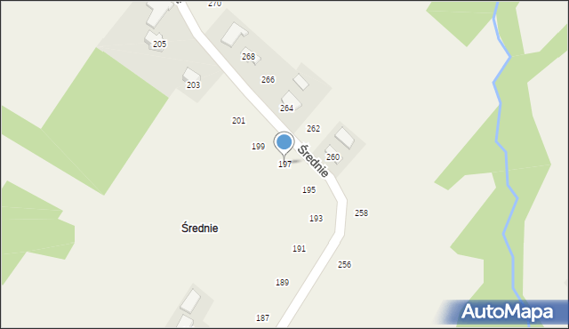 Moszczenica, Średnie, 197, mapa Moszczenica