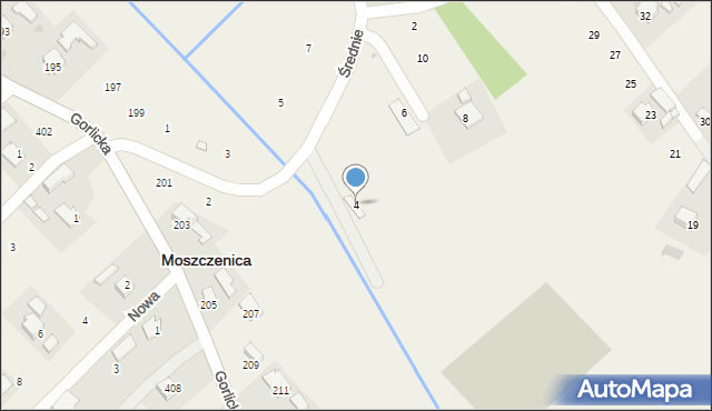 Moszczenica, Średnie, 4, mapa Moszczenica