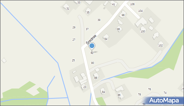 Moszczenica, Średnie, 92, mapa Moszczenica