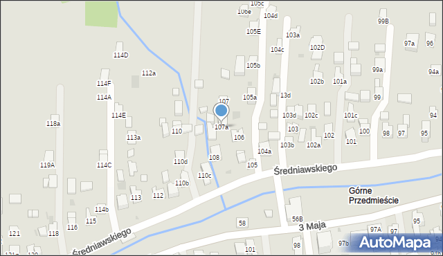 Myślenice, Średniawskiego Andrzeja, 107a, mapa Myślenice