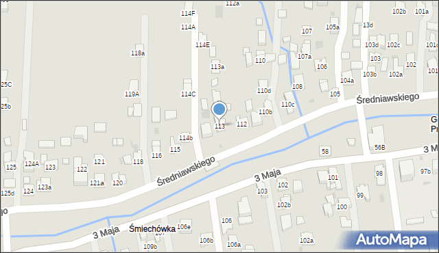 Myślenice, Średniawskiego Andrzeja, 113, mapa Myślenice