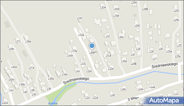 Myślenice, Średniawskiego Andrzeja, 133h, mapa Myślenice