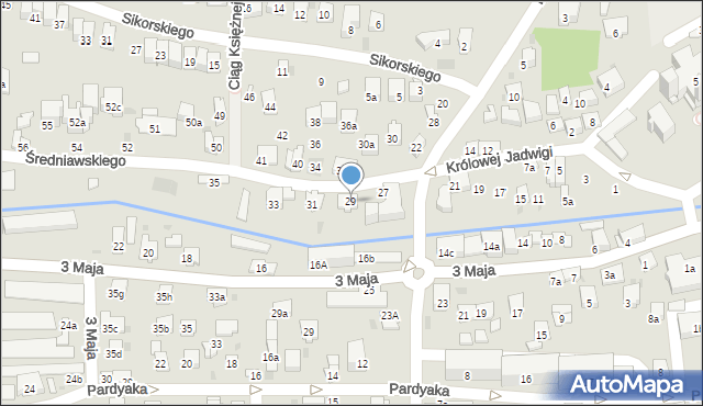 Myślenice, Średniawskiego Andrzeja, 29, mapa Myślenice