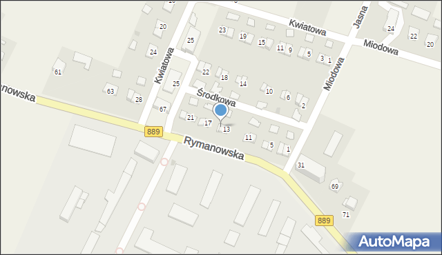 Odrzechowa, Środkowa, 15, mapa Odrzechowa