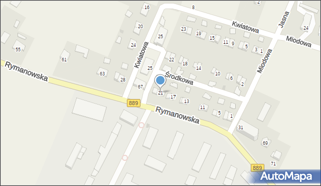 Odrzechowa, Środkowa, 21, mapa Odrzechowa