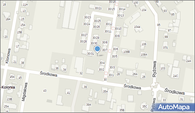 Opacz-Kolonia, Środkowa, 32A, mapa Opacz-Kolonia