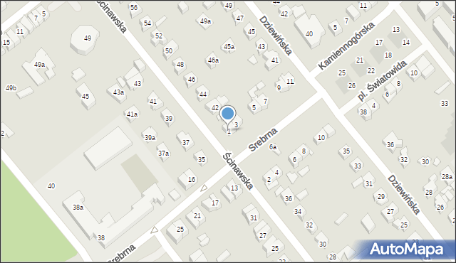 Poznań, Srebrna, 1, mapa Poznania