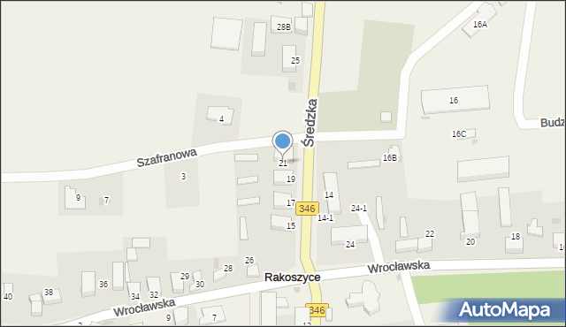 Rakoszyce, Średzka, 21, mapa Rakoszyce