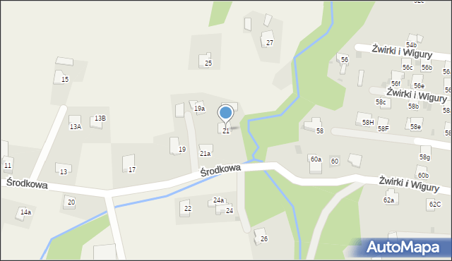 Roczyny, Środkowa, 21, mapa Roczyny