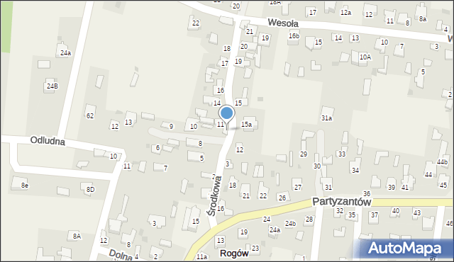 Rogów, Środkowa, 13, mapa Rogów