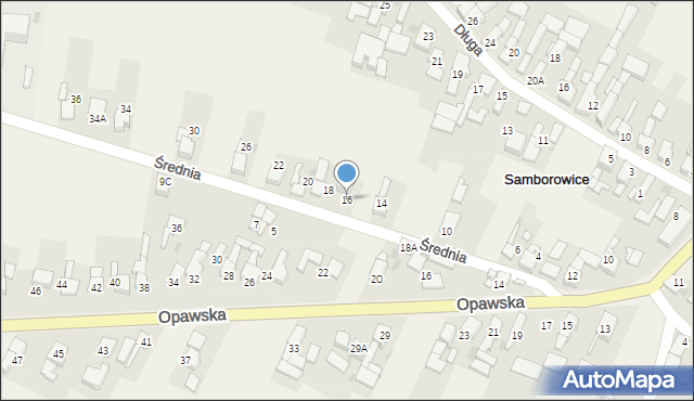 Samborowice, Średnia, 16, mapa Samborowice