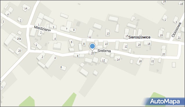 Sieroszowice, Srebrna, 10, mapa Sieroszowice