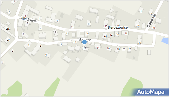 Sieroszowice, Srebrna, 12, mapa Sieroszowice