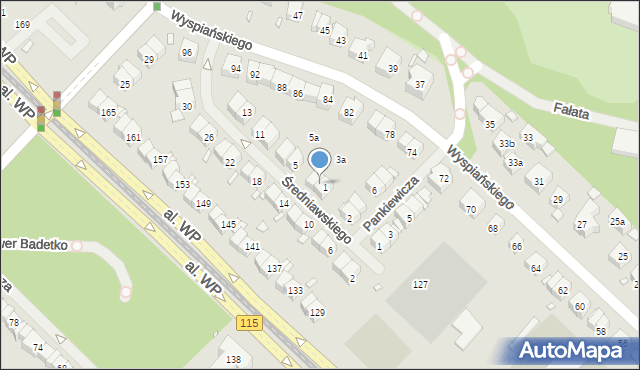 Szczecin, Średniawskiego Andrzeja, 3, mapa Szczecina