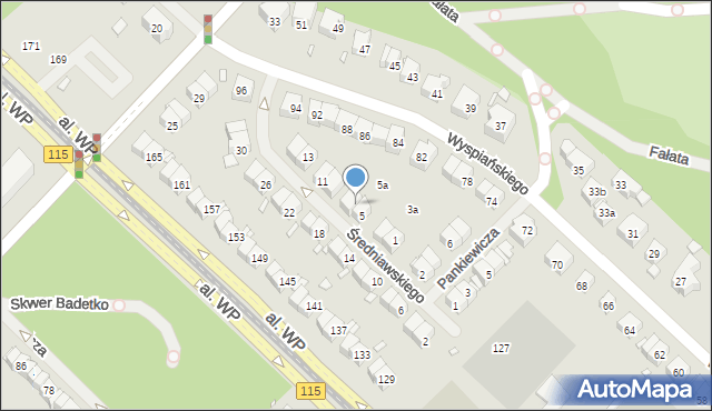 Szczecin, Średniawskiego Andrzeja, 7, mapa Szczecina