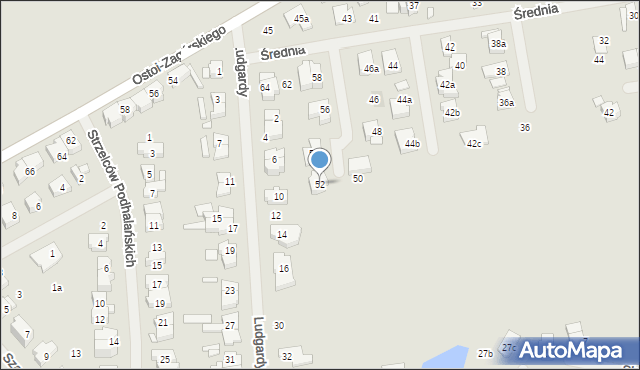 Szczecin, Średnia, 52, mapa Szczecina