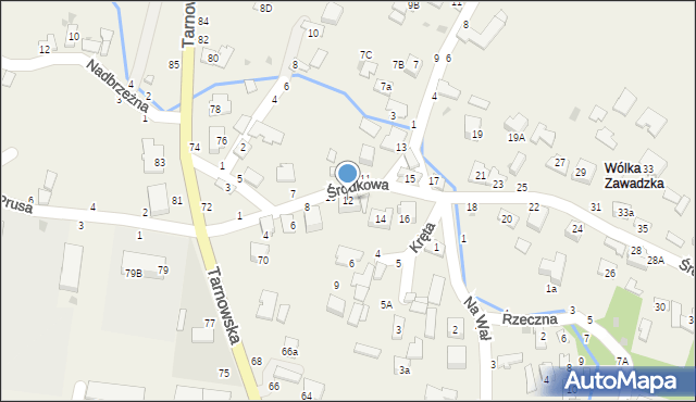 Tarnowiec, Środkowa, 12, mapa Tarnowiec