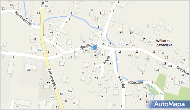 Tarnowiec, Środkowa, 14, mapa Tarnowiec