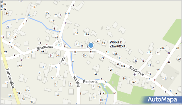 Tarnowiec, Środkowa, 22, mapa Tarnowiec