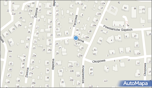 Toruń, Srebrna, 3, mapa Torunia