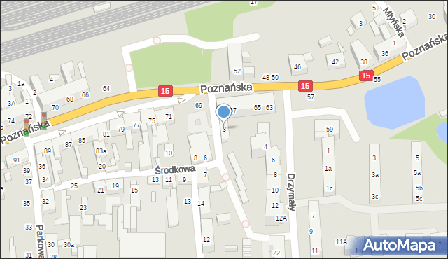 Toruń, Środkowa, 3, mapa Torunia