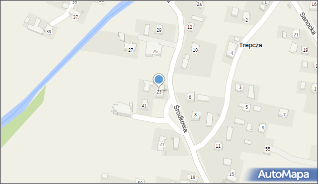 Trepcza, Środkowa, 23, mapa Trepcza